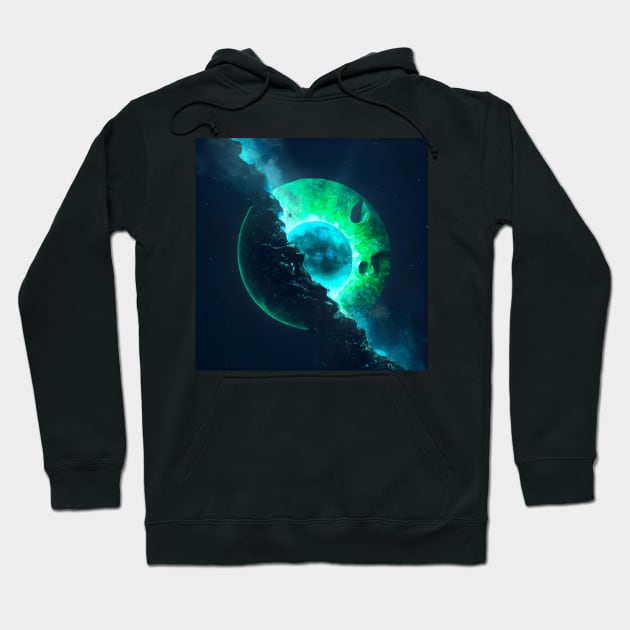 Emerald Lunar Core Cracking Open Hoodie by Christine aka stine1